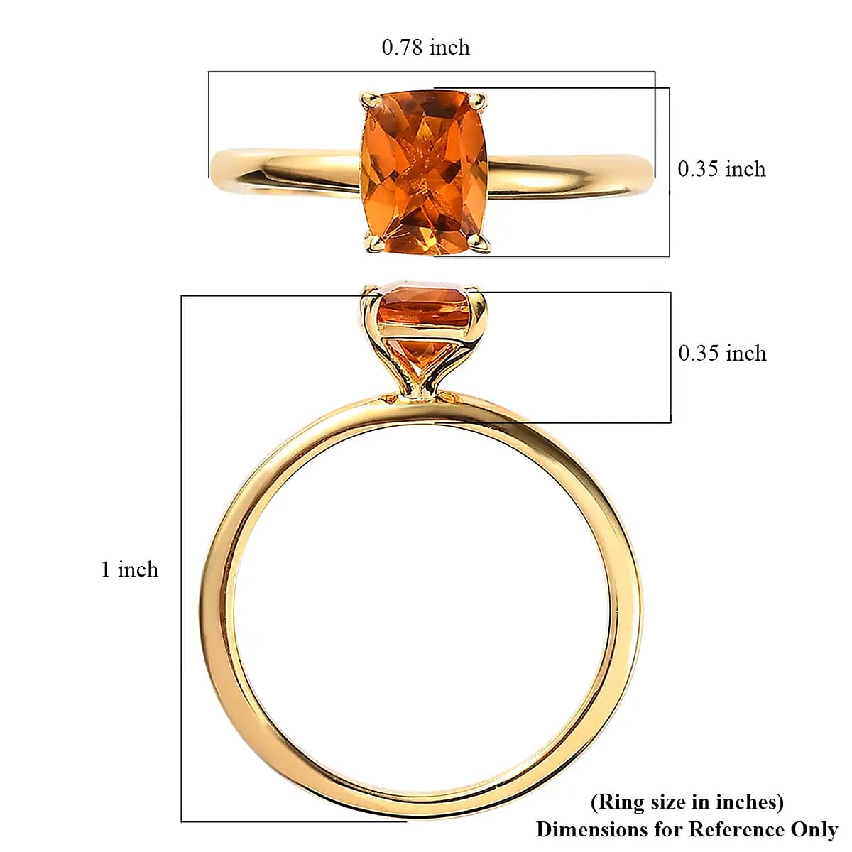 Santa Ana Madeira Citrine Solitaire Ring in Vermeil Yellow Gold Over Sterling Silver (Size 5.0) 1.30 ctw image number 6
