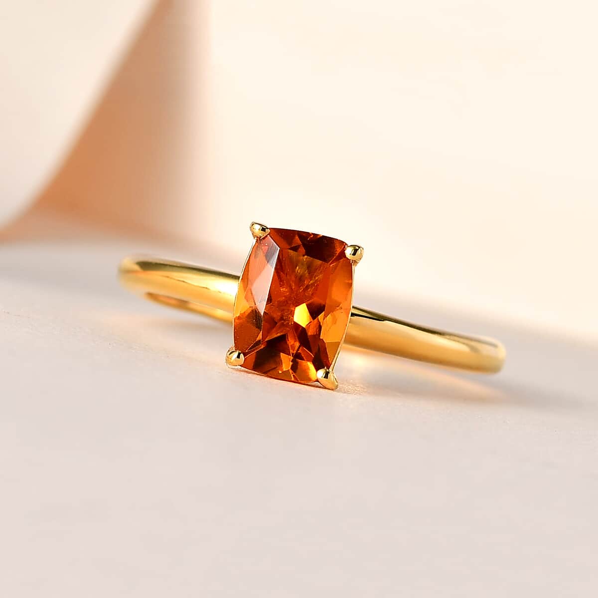 Santa Ana Madeira Citrine Solitaire Ring in Vermeil Yellow Gold Over Sterling Silver (Size 6.0) 1.30 ctw image number 1