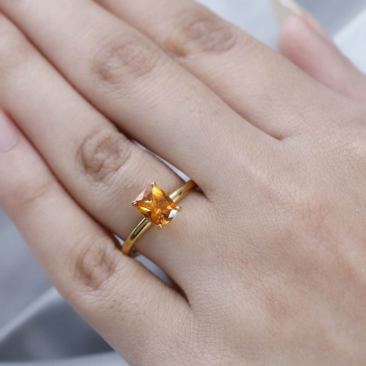 Santa Ana Madeira Citrine Solitaire Ring in Vermeil Yellow Gold Over Sterling Silver (Size 6.0) 1.30 ctw image number 2