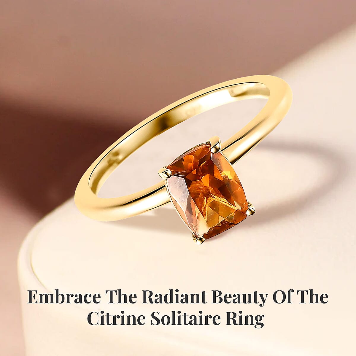 Santa Ana Madeira Citrine Solitaire Ring in Vermeil Yellow Gold Over Sterling Silver (Size 8.0) 1.30 ctw image number 2
