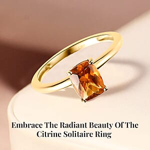 Santa Ana Madeira Citrine Solitaire Ring in Vermeil Yellow Gold Over Sterling Silver (Size 8.0) 1.30 ctw