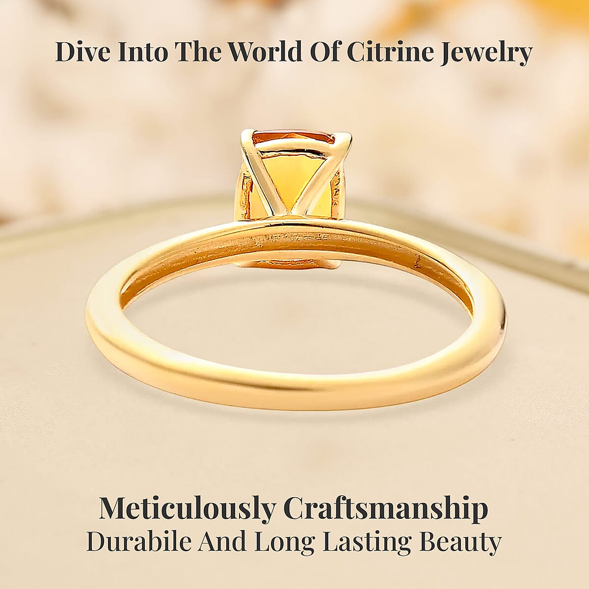 Santa Ana Madeira Citrine Solitaire Ring in Vermeil Yellow Gold Over Sterling Silver (Size 8.0) 1.30 ctw image number 3