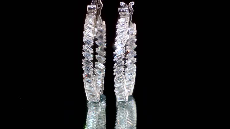 D'Joy White Zircon 5.20 ctw Inside Out Hoop Earrings in Platinum Over Sterling Silver