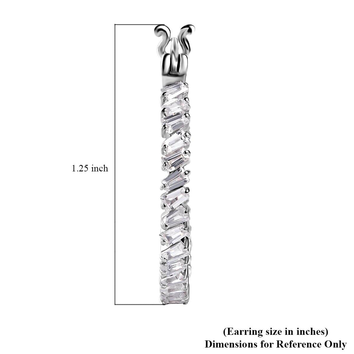 White Zircon 5.20 ctw Inside Out Hoop Earrings in Platinum Over Sterling Silver image number 4