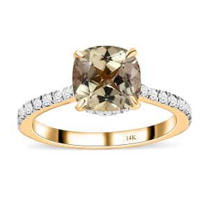 14K Yellow Gold AAA Turkizite and G-H I3 Diamond Ring (Size 10.0) 2.75 ctw