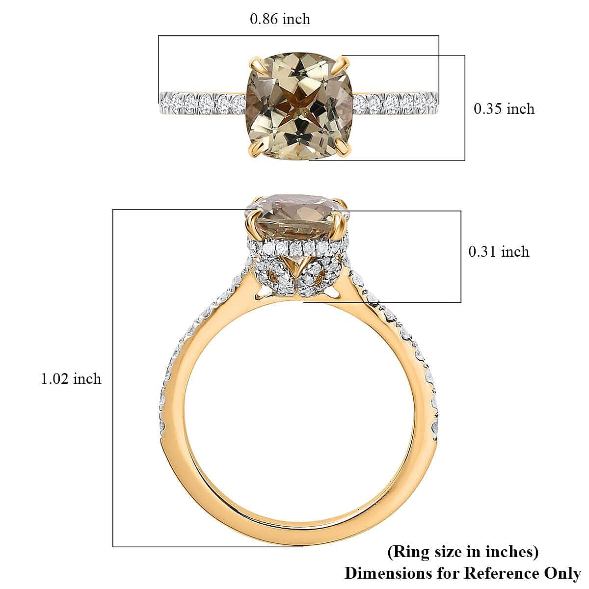 14K Yellow Gold AAA Turkizite and G-H I3 Diamond Ring (Size 10.0) 2.75 ctw