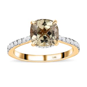 14K Yellow Gold AAA Turkizite and G-H I3 Diamond Ring (Size 6.0) 2.75 ctw