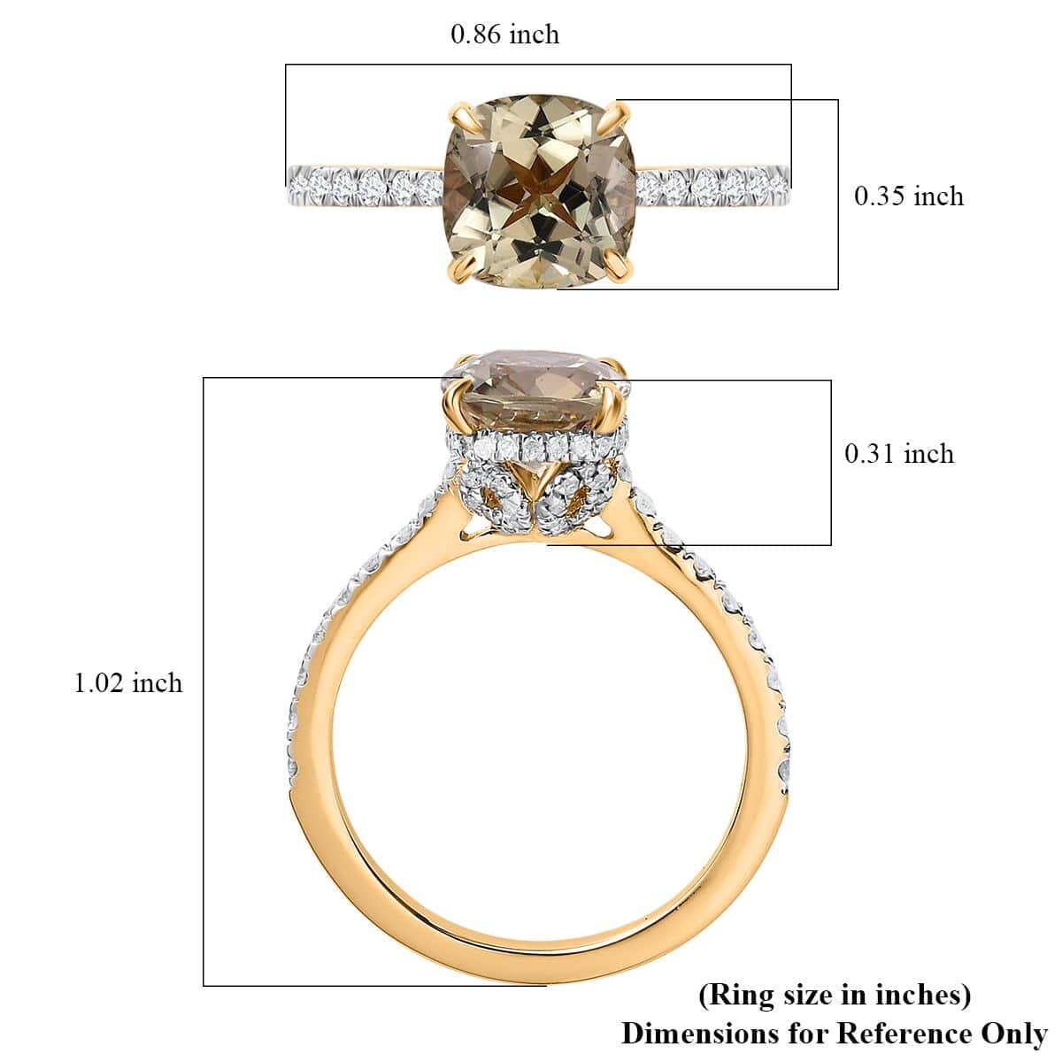 14K Yellow Gold AAA Turkizite and G-H I3 Diamond Ring (Size 6.0) 2.75 ctw image number 5