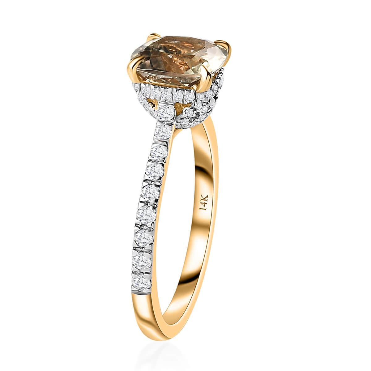 14K Yellow Gold AAA Turkizite and G-H I3 Diamond Ring (Size 7.0) 2.75 ctw image number 3