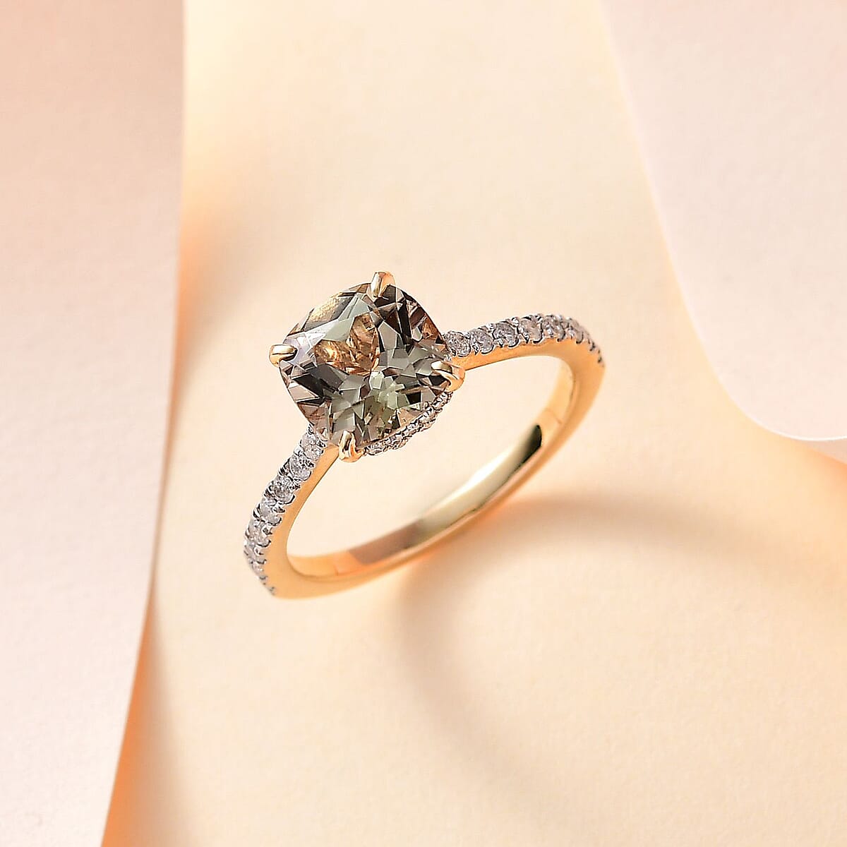 14K Yellow Gold AAA Turkizite and G-H I3 Diamond Ring (Size 9.0) 2.75 ctw image number 1