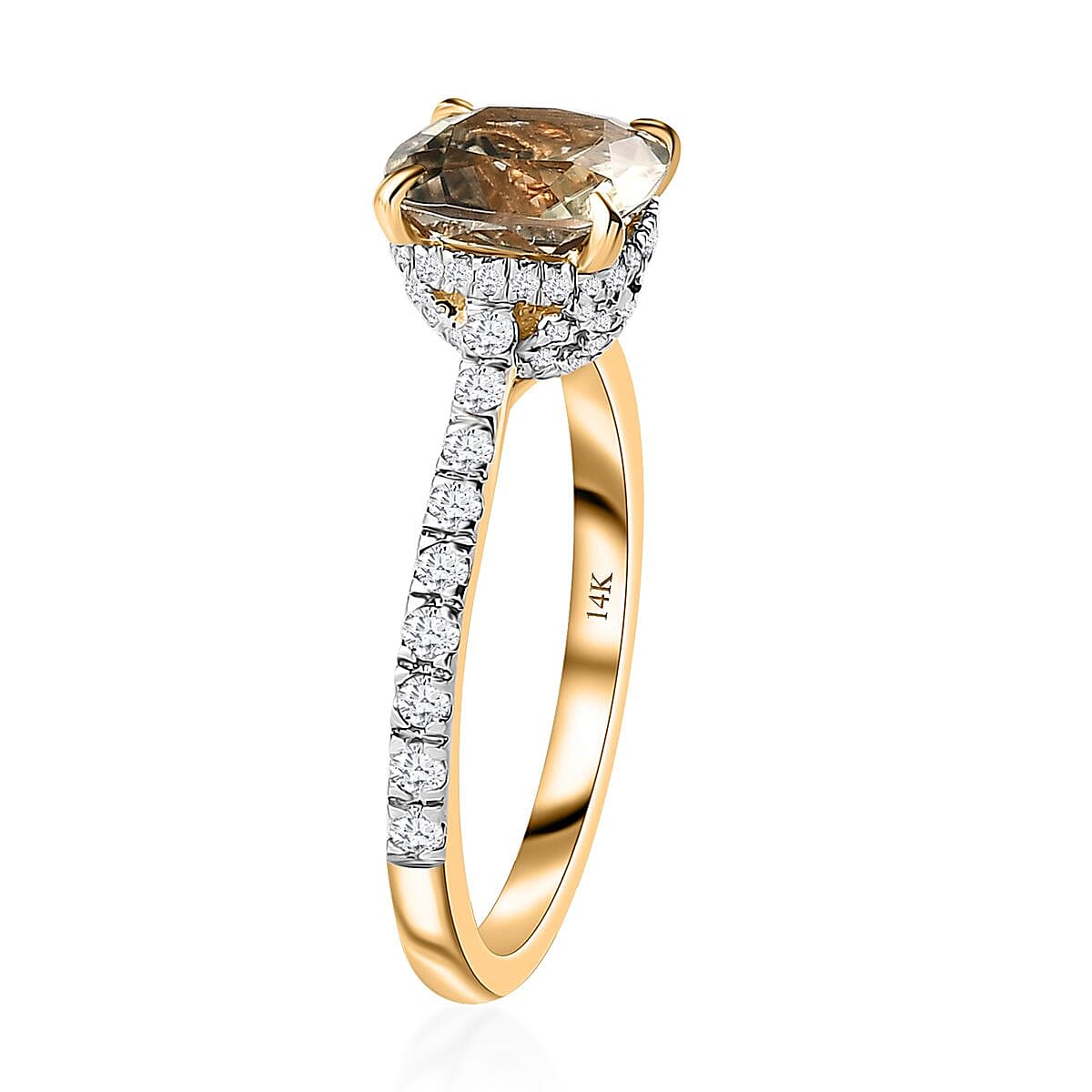 14K Yellow Gold AAA Turkizite and G-H I3 Diamond Ring (Size 9.0) 2.75 ctw image number 3