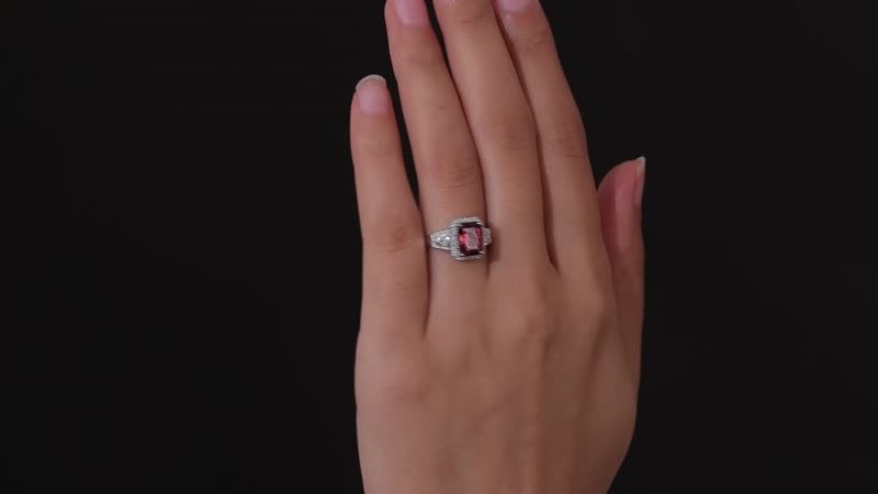 Doorbuster Rhapsody 950 Platinum AAAA Ouro Fino Rubellite and E-F VS2 Diamond Ring (Size 10.0) 6.70 Grams 3.00 ctw (Del. in 5-7 Days)
