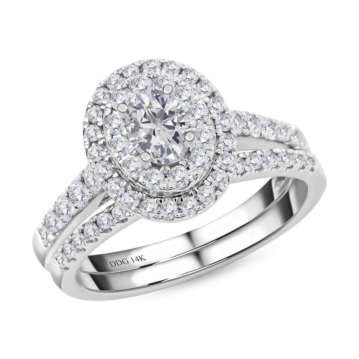 14K White Gold G-H SI1-SI2 Diamond Bridal Set (Size 7.0) 4.10 Grams 1.00 ctw image number 0