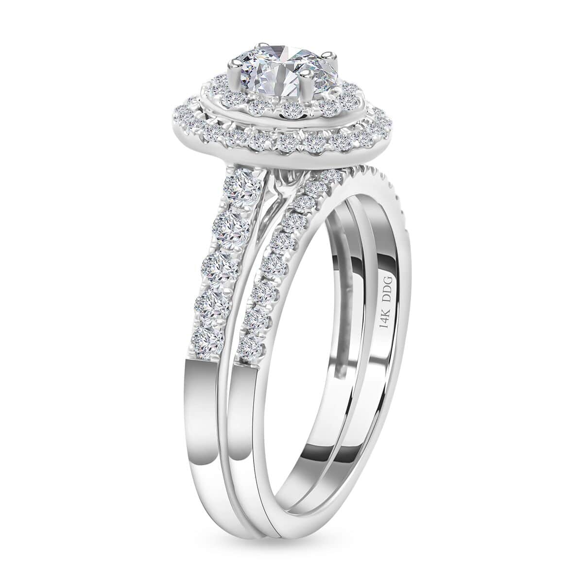 14K White Gold G-H SI1-SI2 Diamond Bridal Set (Size 7.0) 4.10 Grams 1.00 ctw image number 3