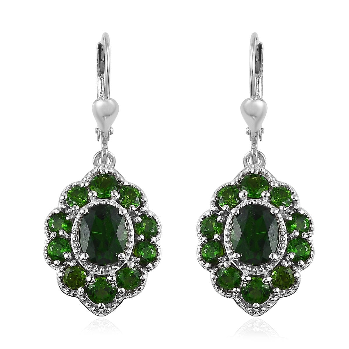 Chrome Diopside Lever Back Earrings in Platinum Over Sterling Silver 5.30 ctw
