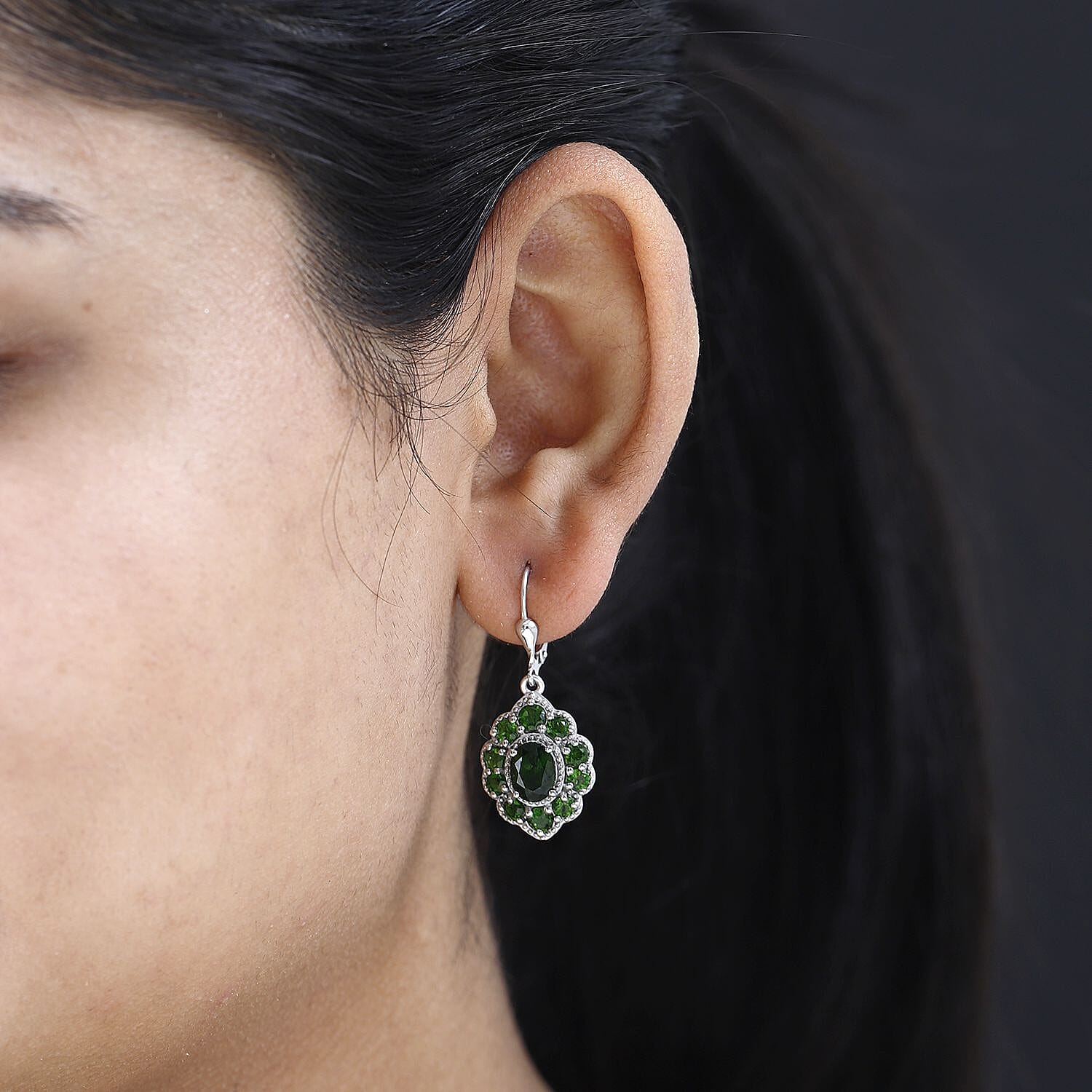 Chrome Diopside Lever Back Earrings in Platinum Over Sterling Silver 5.30 ctw