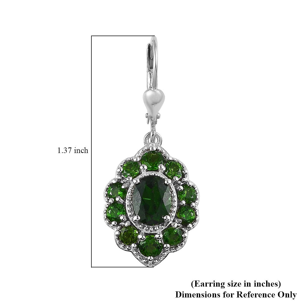 Chrome Diopside Lever Back Earrings in Platinum Over Sterling Silver 5.30 ctw image number 4
