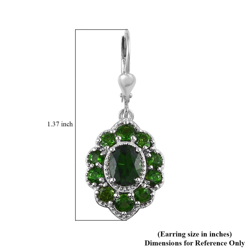 Chrome Diopside Lever Back Earrings in Platinum Over Sterling Silver 5.30 ctw