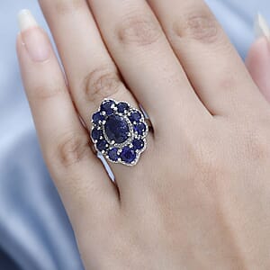 Masoala Sapphire (FF) Ring in Platinum Over Sterling Silver (Size 5.0) 6.85 ctw