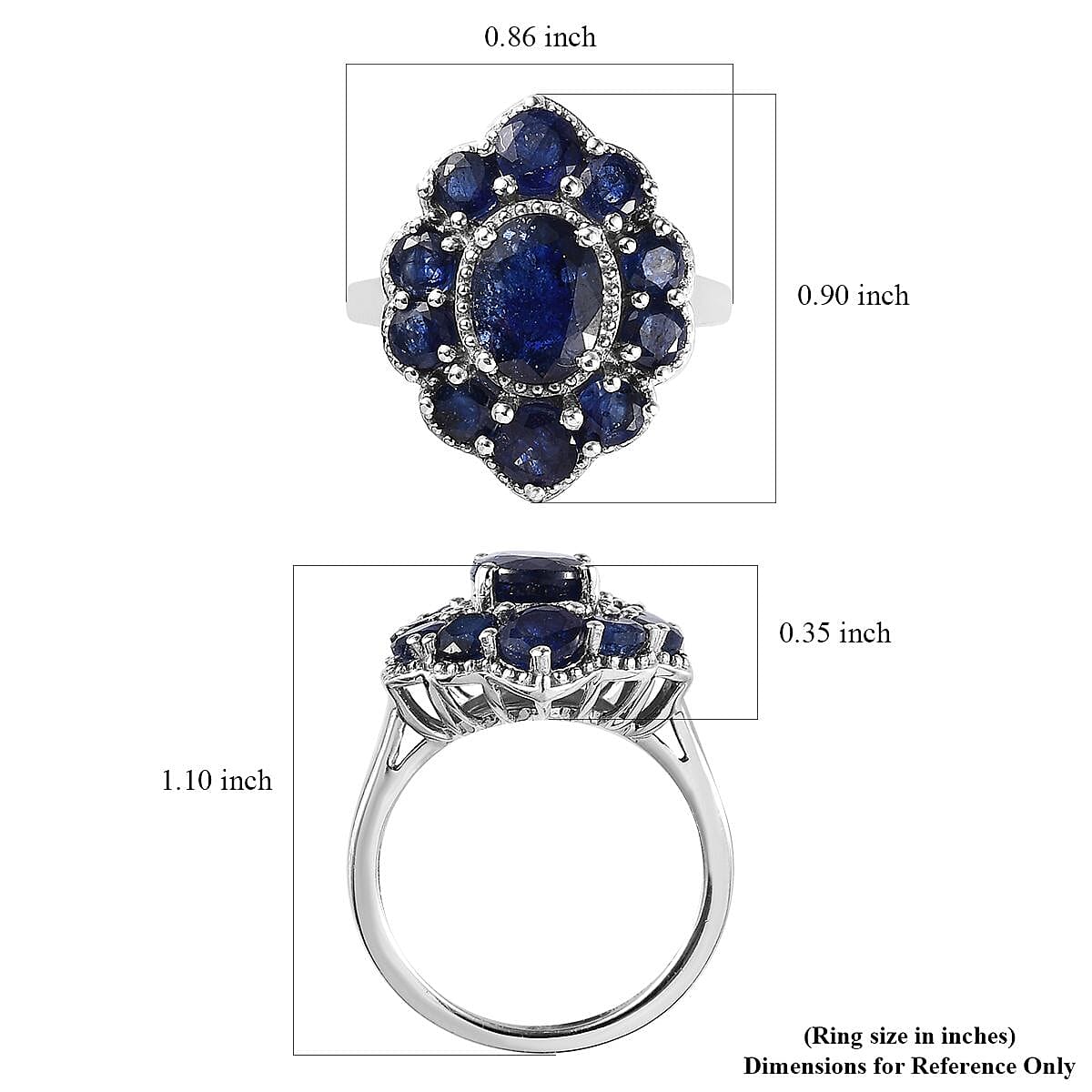 Masoala Sapphire (FF) Ring in Platinum Over Sterling Silver (Size 5.0) 6.85 ctw image number 5