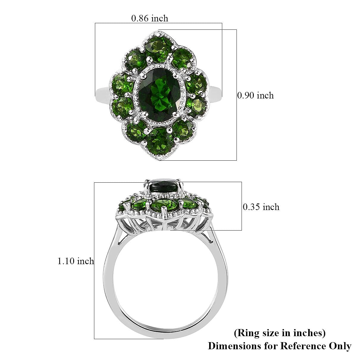 Chrome Diopside Ring in Platinum Over Sterling Silver (Size 6.0) 4.40 ctw image number 5