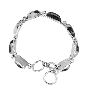 Grey Zebra Jasper 125.00 ctw Bracelet in Silvertone (7.00 In)