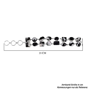 Grey Zebra Jasper 125.00 ctw Bracelet in Silvertone (7.00 In)