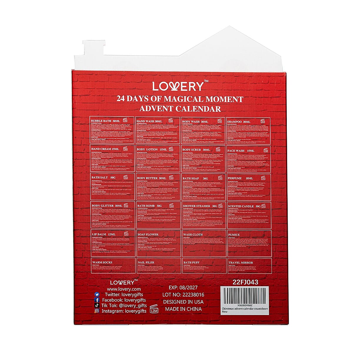 LOVERY 2023 Limited Edition Advent Calendar- 24pc Christmas Countdown Body Care Set image number 3