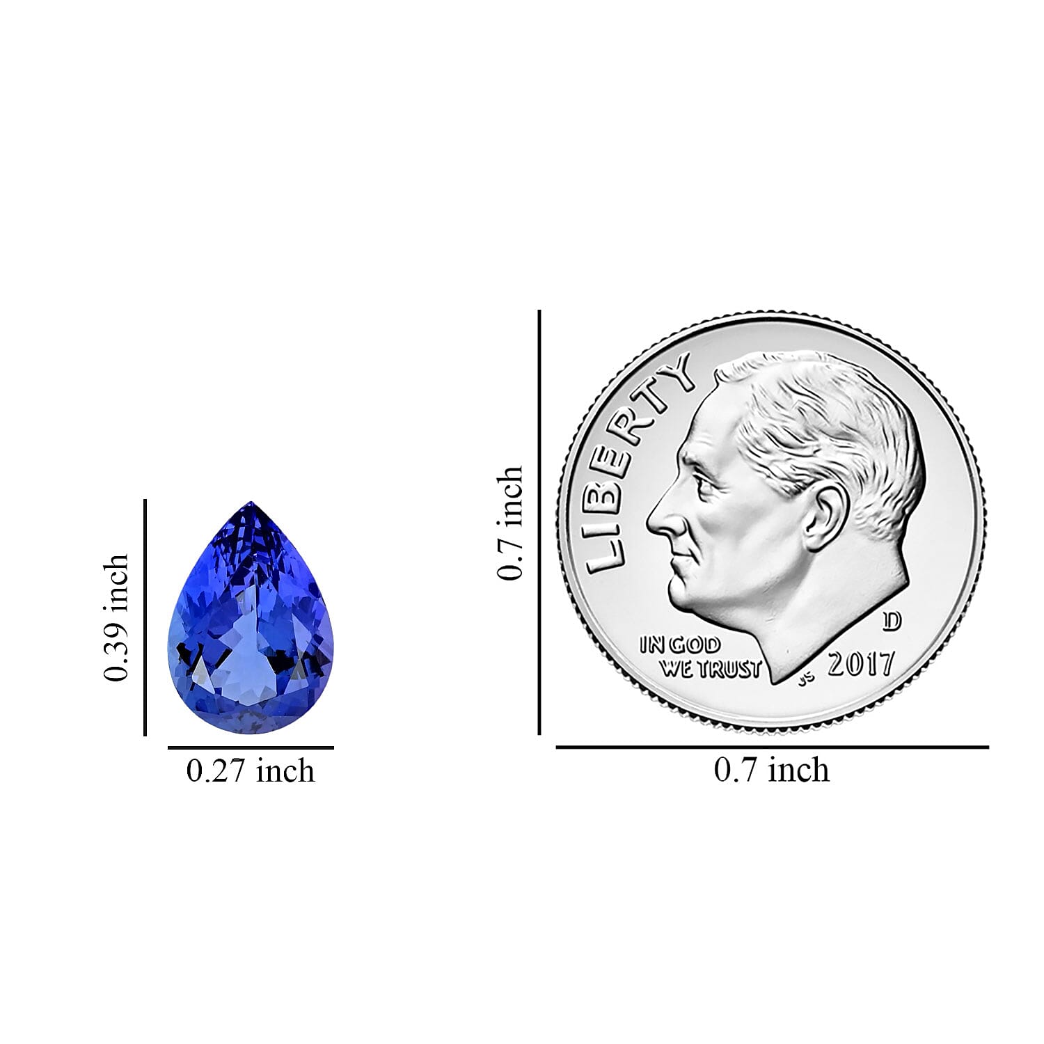 Certified & Appraised AAAA Tanzanite (Pear 10x7 mm) 2.00 ctw - Picture 4 of 9