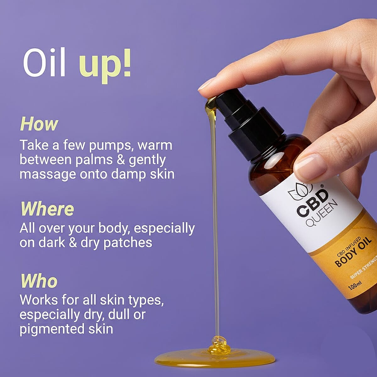 CBD Queen Super Strength 300MG Body Oil (100ml) image number 3