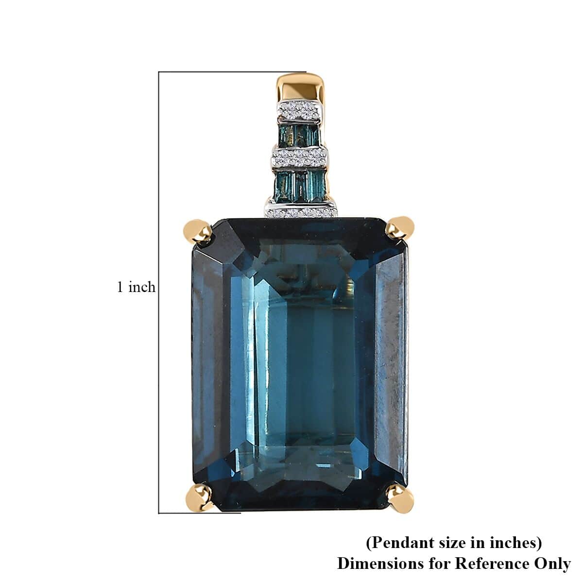 Luxoro 10K Yellow Gold Premium London Blue Topaz, Blue and White Diamond Pendant 16.85 ctw image number 5