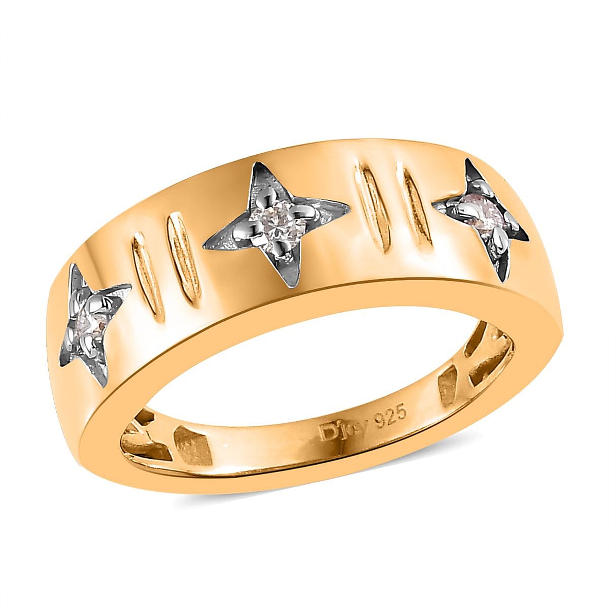 Moissanite Celestial Starburst Band Ring in Vermeil Yellow Gold Over Sterling Silver (Size 5.0) 0.15 ctw