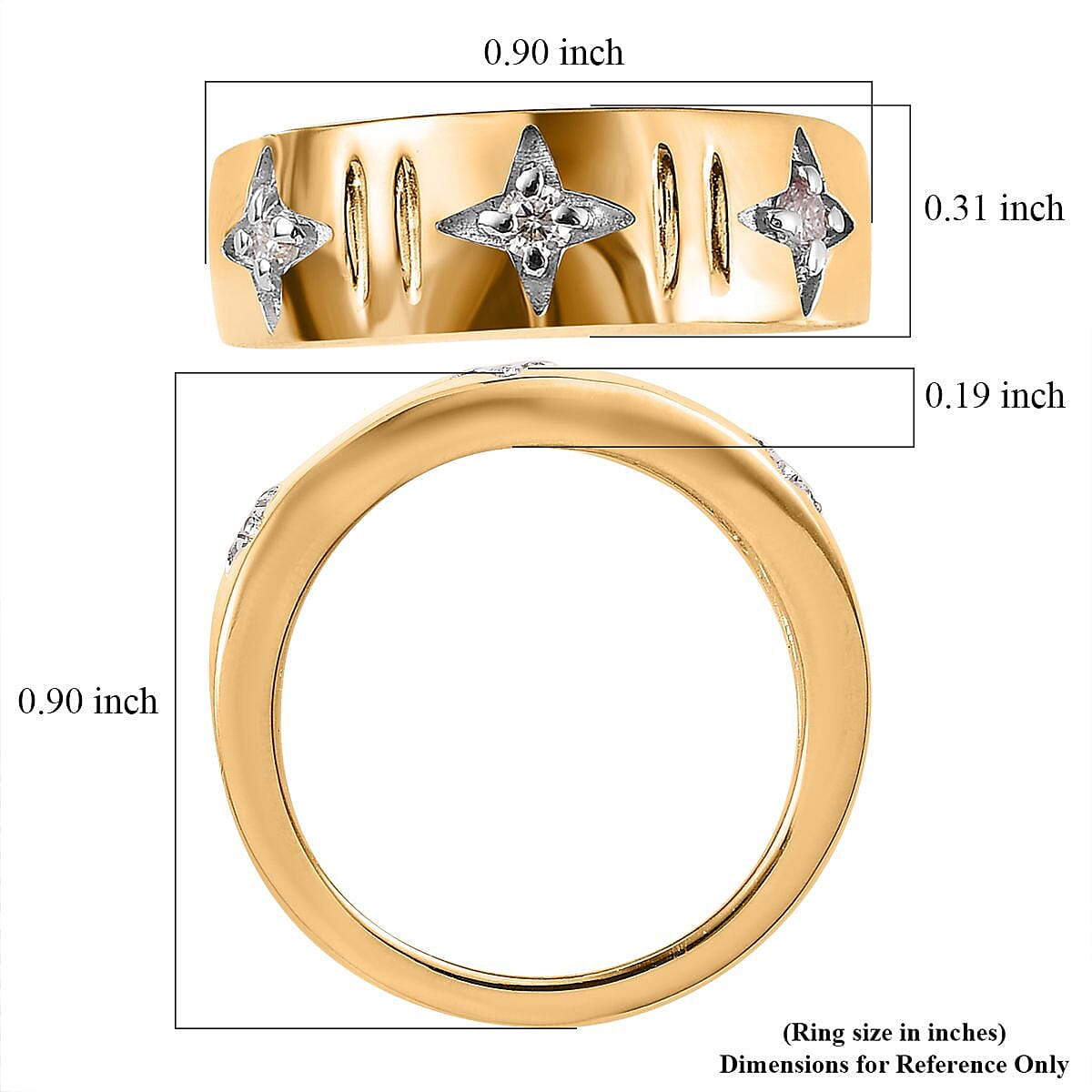 Moissanite Celestial Starburst Band Ring in Vermeil Yellow Gold Over Sterling Silver (Size 5.0) 0.15 ctw