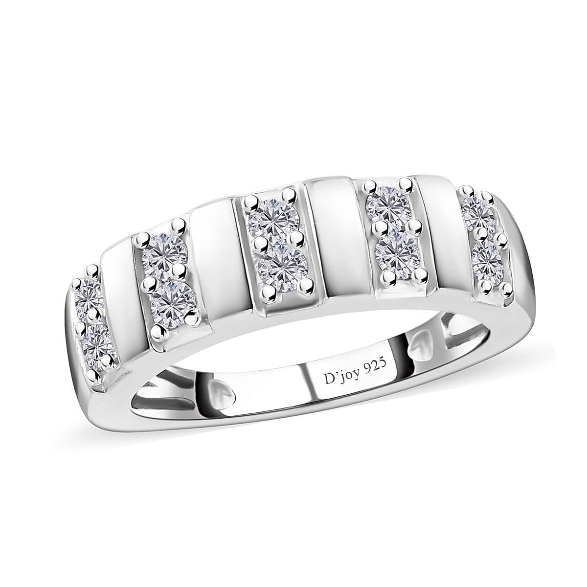 Moissanite Ring in Platinum Over Sterling Silver (Size 5.0) 0.30 ctw