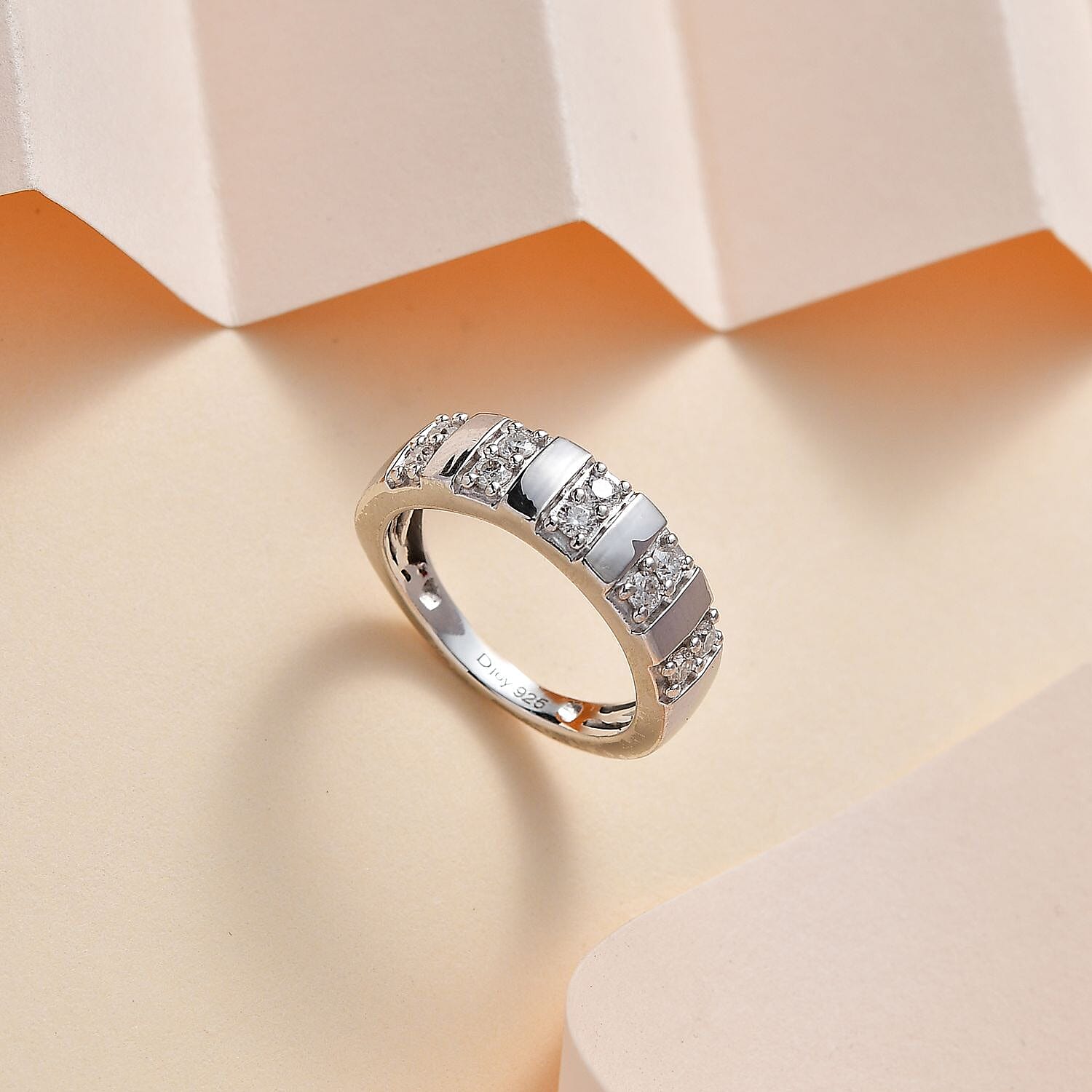 Moissanite Ring in Platinum Over Sterling Silver (Size 5.0) 0.30 ctw