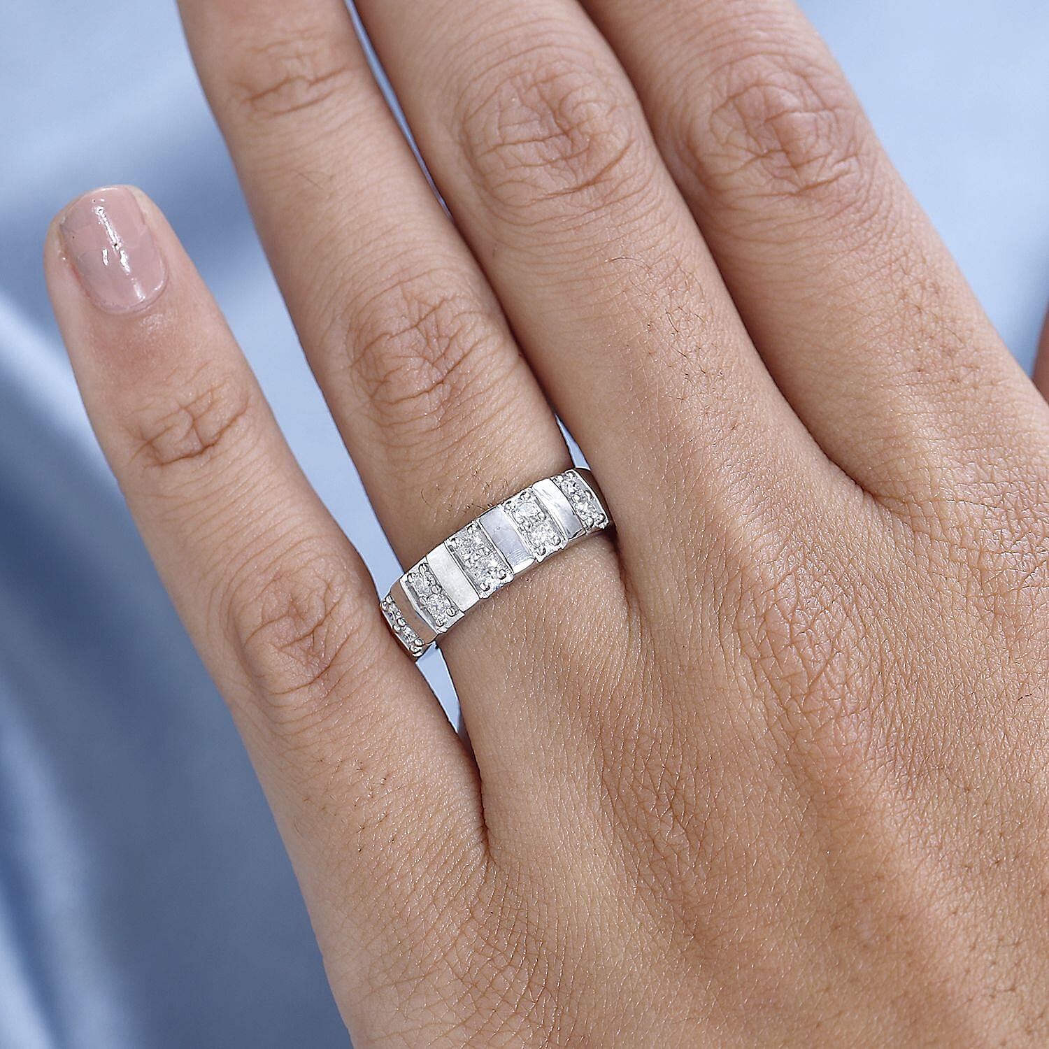 Moissanite Ring in Platinum Over Sterling Silver (Size 5.0) 0.30 ctw
