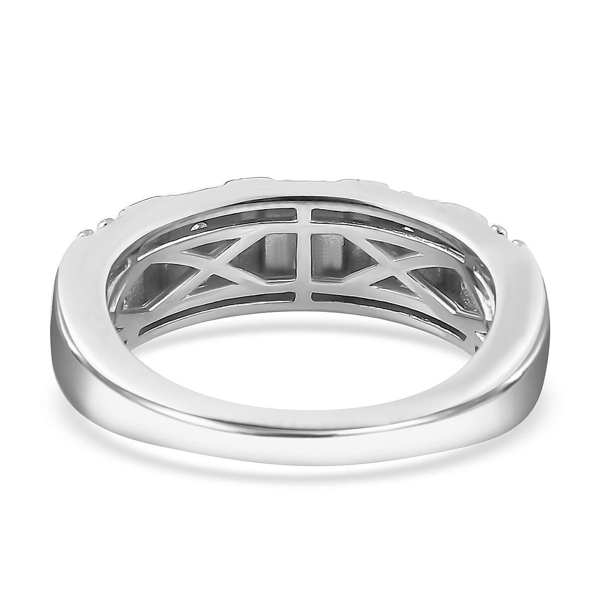 Moissanite Ring in Platinum Over Sterling Silver (Size 5.0) 0.30 ctw