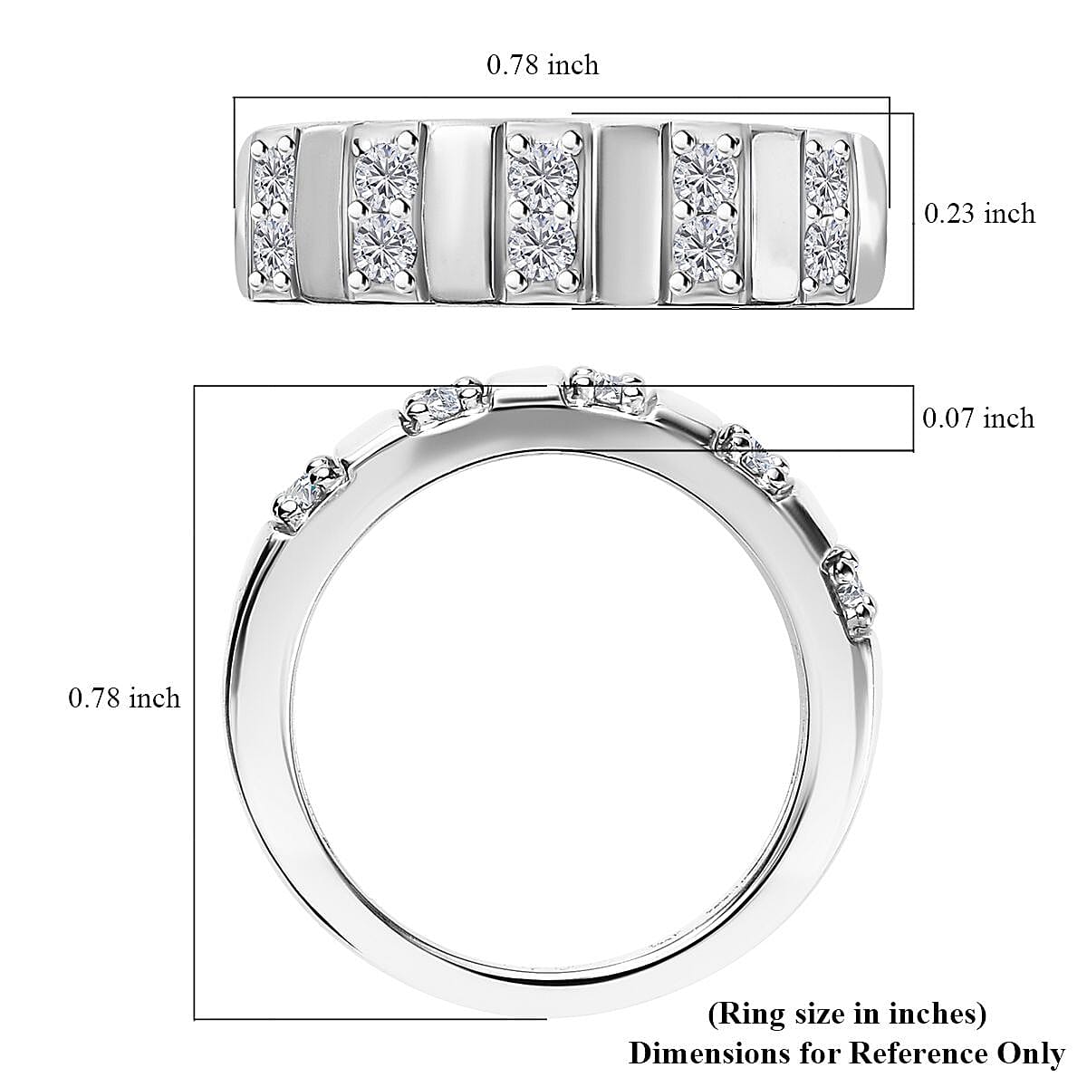 Moissanite Ring in Platinum Over Sterling Silver (Size 5.0) 0.30 ctw