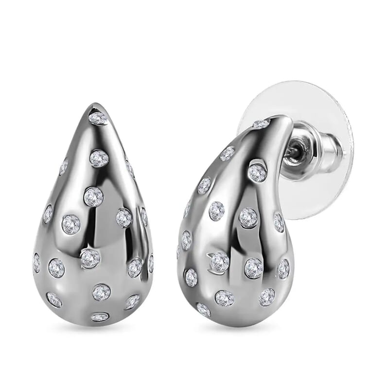 D'Joy Moissanite 1.00 ctw Raindrop Statement Earrings in Platinum Over Sterling Silver
