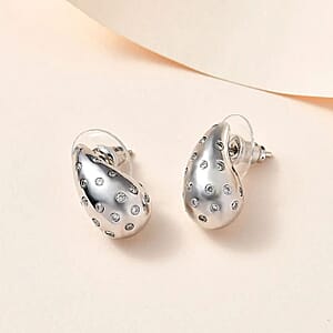 D'Joy Moissanite 1.00 ctw Raindrop Statement Earrings in Platinum Over Sterling Silver
