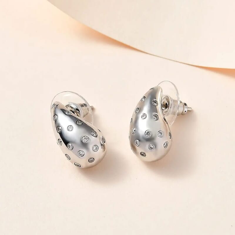 D'Joy Moissanite 1.00 ctw Raindrop Statement Earrings in Platinum Over Sterling Silver