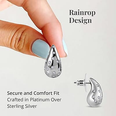 D'Joy Moissanite 1.00 ctw Raindrop Statement Earrings in Platinum Over Sterling Silver