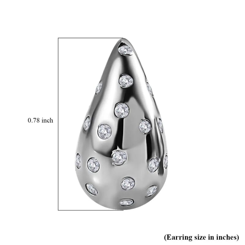 D'Joy Moissanite 1.00 ctw Raindrop Statement Earrings in Platinum Over Sterling Silver