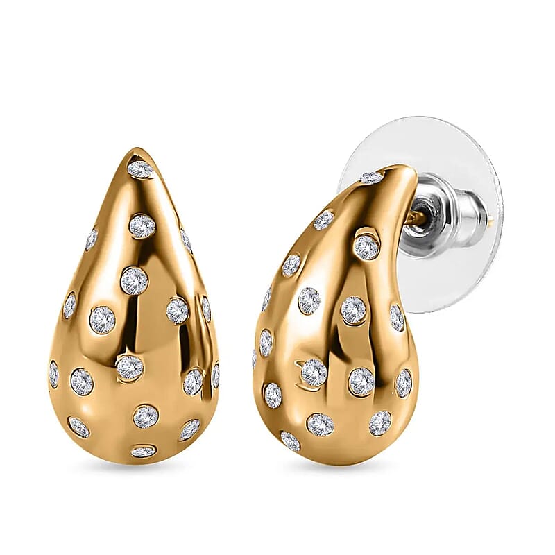D'Joy Moissanite 1.00 ctw Raindrop Statement Earrings in Vermeil Yellow Gold Over Sterling Silver