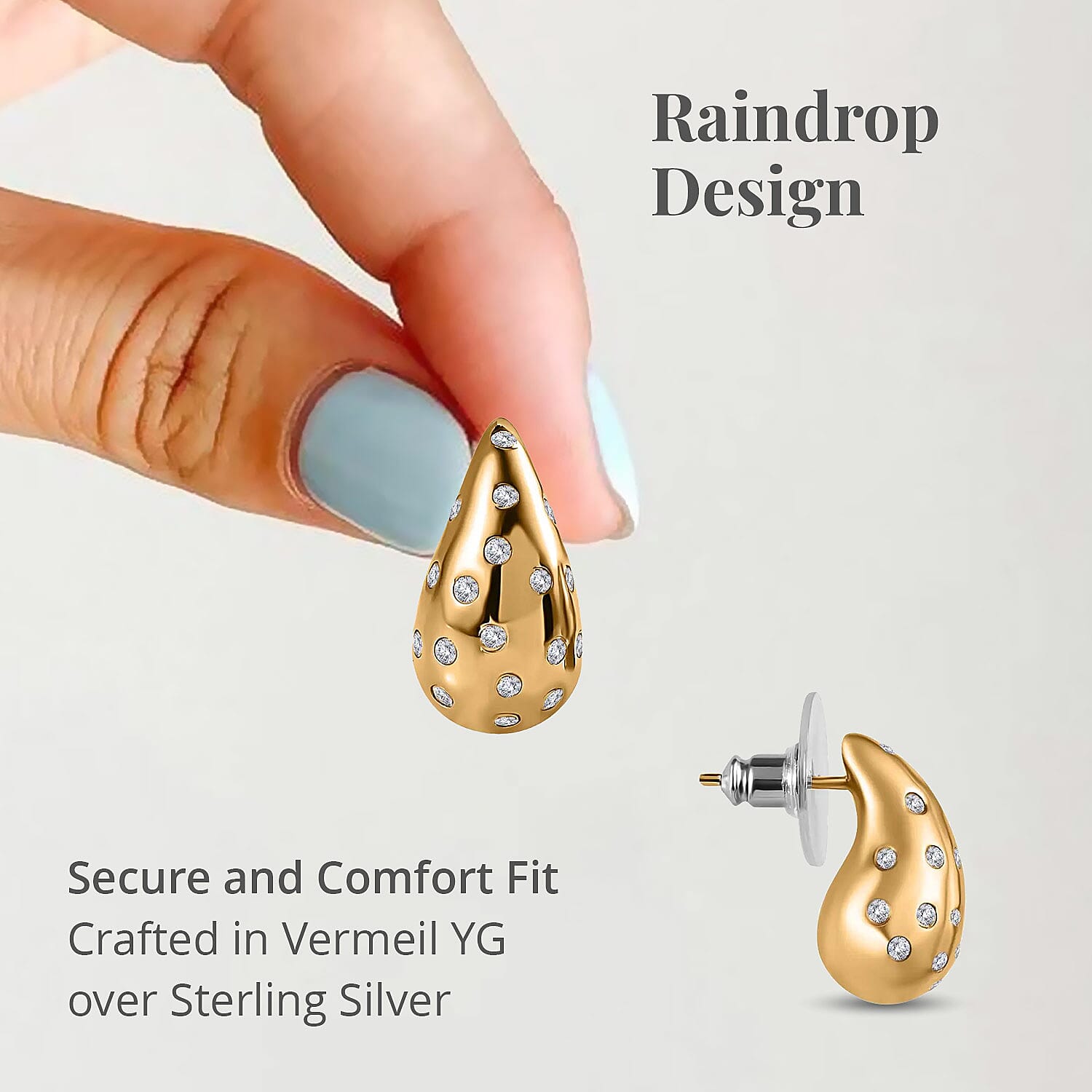 D'Joy Moissanite 1.00 ctw Raindrop Statement Earrings in Vermeil Yellow Gold Over Sterling Silver