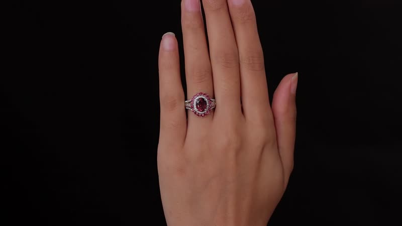 Doorbuster Rhapsody 950 Platinum AAAA Ouro Fino Rubellite and E-F VS Diamond Ring (Size 6.0) 7.85 Grams 2.75 ctw (Del. in 5-7 Days)