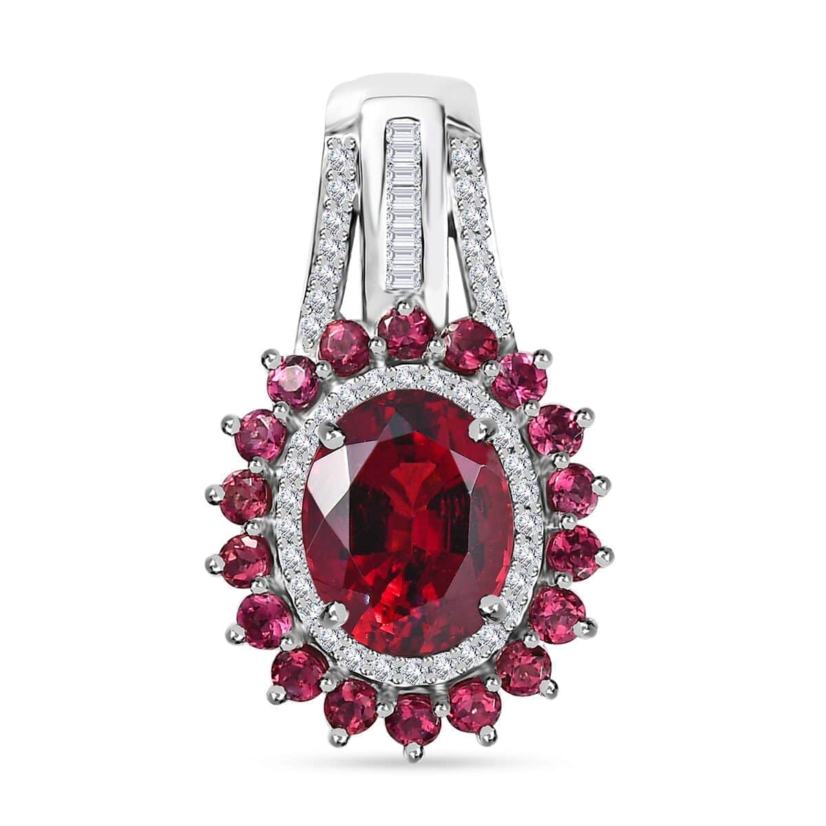 Rhapsody 950 Platinum AAAA Ouro Fino Rubellite and E-F VS Diamond Floral Pendant 5.25 Grams 2.65 ctw image number 0