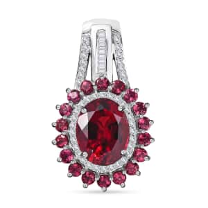 Rhapsody 950 Platinum AAAA Ouro Fino Rubellite and E-F VS Diamond Floral Pendant 5.25 Grams 2.65 ctw