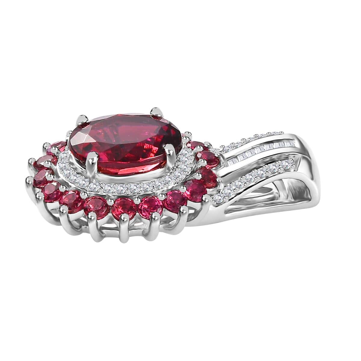 Rhapsody 950 Platinum AAAA Ouro Fino Rubellite and E-F VS Diamond Floral Pendant 5.25 Grams 2.65 ctw image number 3