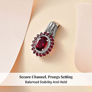 Rhapsody 950 Platinum AAAA Ouro Fino Rubellite and E-F VS Diamond Floral Pendant without Chain 5.25 Grams 2.65 ctw